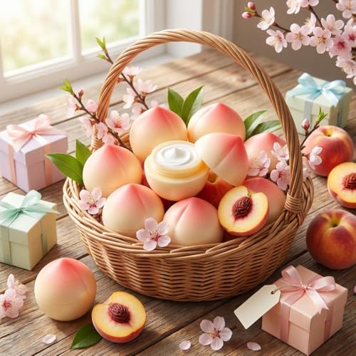 12 Pcs Peach Hand Cream Gifts Set for Women, Funny Fruit Hand Cream Gift for Teacher Appreciation Gift, Mother, Nurses, Bridal Shower, Employees, Peach One Sweet Birthday Party