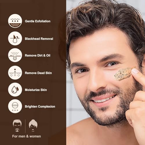 Face Scrub for Men 9 oz and JVR Caffeine Eye Cream and Under Eye Roller Facial Scrub for Deep Exfoliating for Fine Lines
