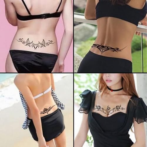 28 Sheet Sexy Temporary Tattoos for Abdomen Waist; Waterproof, Ideal for Bachelorette Parties. Temporary Fake Body Tattoos for Women and Girls