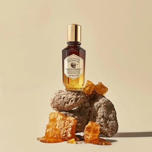 SKINFOOD Royal Honey Propolis Enrich Essence - 63% Black Bee Propolis & 10% Royal Jelly Extract Face Serum - Propolis Serum for Skin, Valentine Day Gift - 1.69 Fl. Oz. (50mL)