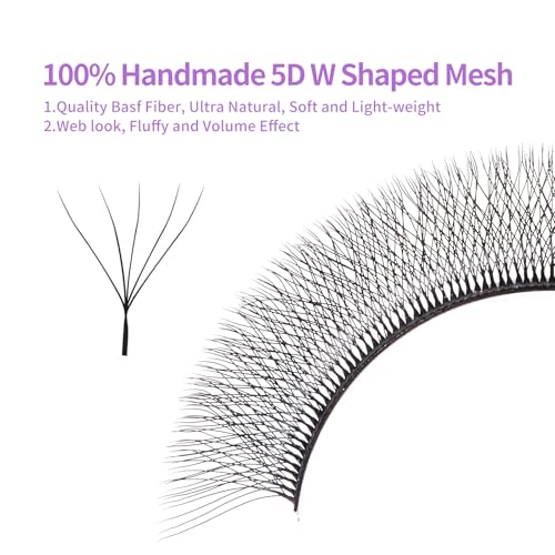 DeceMars Eyelash Extensions 5D W Lashes 0.07mm D Curl 8-14mm Mix Natural Soft Volume Premade Fans Easy Fanning False Lashes Matte Black Cluster (5D-0.07-D-8-14 MIX)