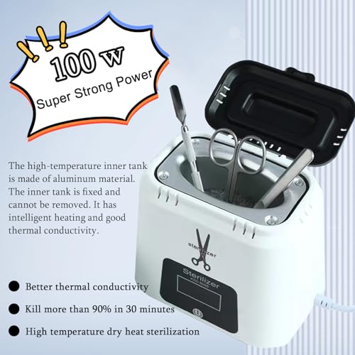 Nail Tool Sterilizer High-Temperature Nail Sterilizer Portable For Metal Nail Art Tools Dental Tool Sterilizer with Glass Beads Sterilizer High Temperature For Manicure Salon