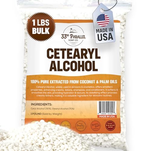CETEARYL Alcohol (1 lbs / 16 oz) 100% Pure Extracted from Coconut & Palm Oils. Premium Granules Cetearyl Alcohol for Lotion Making, Creams, Scrubs, Shampoos, Conditioners, Moisturizers | 1 Pound
