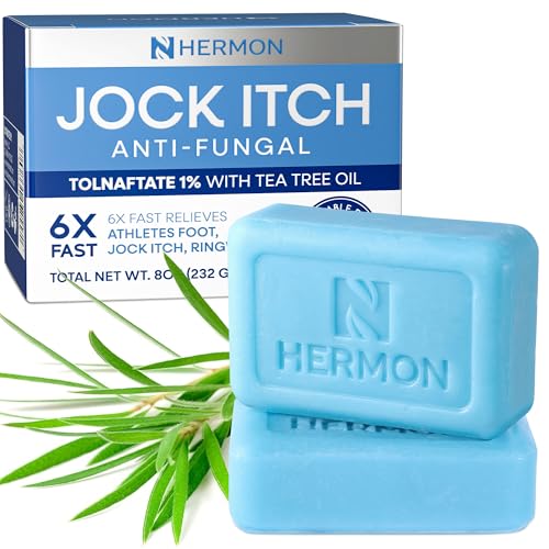 Hermon Jock Itch Antifungal Soap: Antifungal Bar with Tea Tree Oil Soothing Care & Relief of Itching, Burning & Scaling from Jock Itch, Athlete¡¯s Foot & Ringworm ? 2 Bars