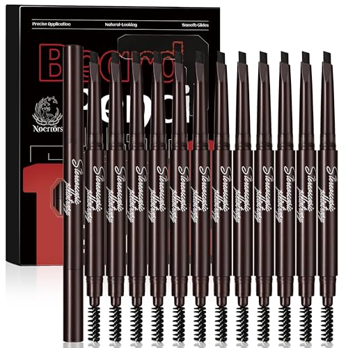 Noerrors 12Pcs Beard Pencil Filler for Men, Mustache Beard Pen Set, Hair Enhancement Pencil Kit for Men Hairline, Barber Lineup Styling Waterproof Long Lasting #Black