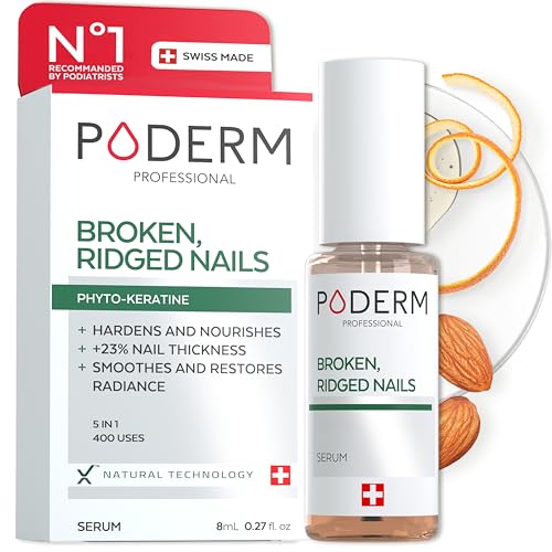 PODERM ? 100% Natural Nail Repair - Revitalizes Damaged and Split Nails with Hydrating & Exfoliating Formula ? Effective Nail care : Also Acts as a Nail Strengthener for Damaged Nails ? Swiss Made
