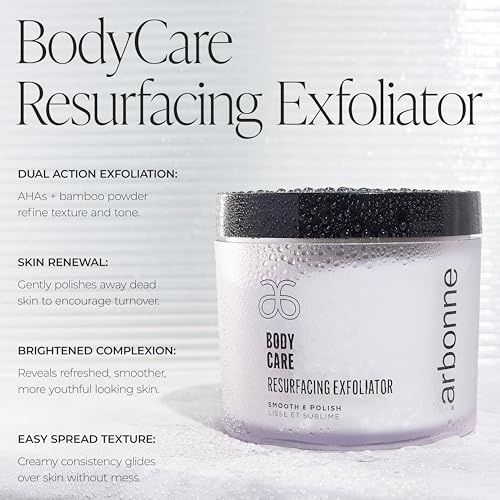 BodyCare Resurfacing Exfoliator ? Gentle Dual-Action AHA and Plant-Based Polish for Smoother, Brighter, Baby-Soft Skin, Even Complexion, Spa-Like Experience, by Arbonne.