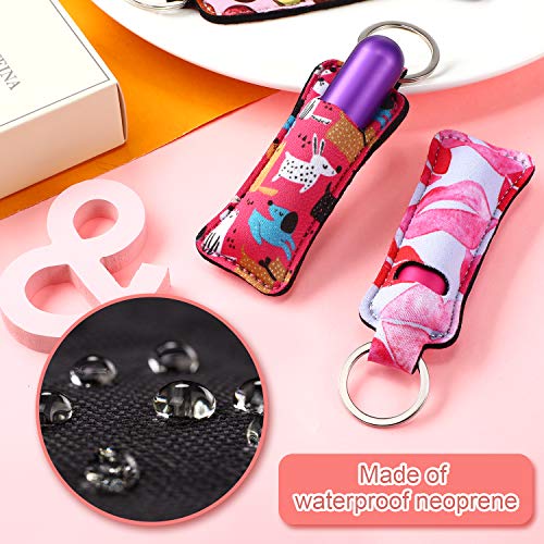 Frienda 12 Pieces Lipstick Holder Keychain - Neoprene Lip Balm Sleeve with Metal Ring, for Travel, Birthday Gifts & Lanyards