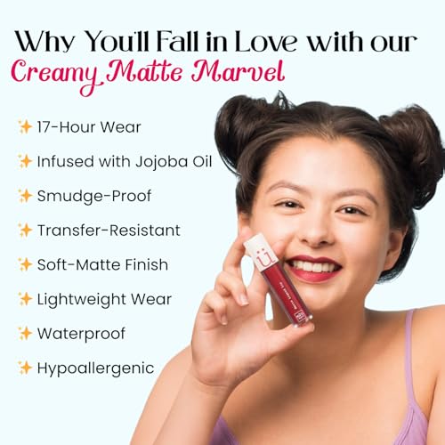 M2U NYC Rosewood Matte Liquid Lipstick ? Long Lasting High Impact Color with Up to 17H Wear ? Matte Lipstick for Women ? No Budge, Lightweight Creamy Vegan Formula Infused with Jojoba Oil - Queens