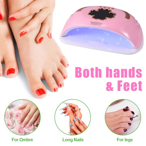 UV LED Nail Lamp for Two Hand, 248W Nail Dryer for Gel Polish, Large Space UV Light for Nails,45 Pcs Lamp Beads and Professional Manicure Phototherapy Lamp with Automatic Sensor(Pink)