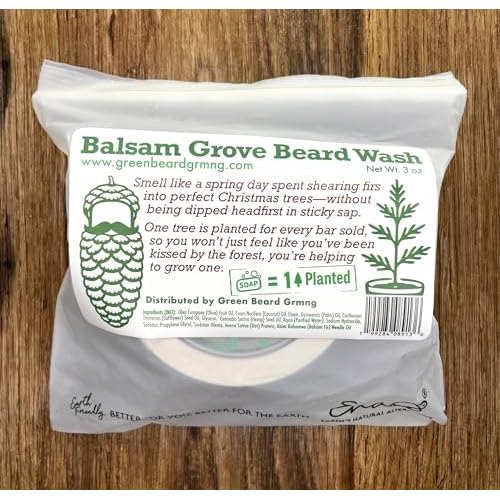 Natural Beard Wash Bar for Men ? Solid Shampoo with Olive Oil & Hempseed Oil ? Cleans, Softens, and Moisturizes ? Beard & Mustache Wash Bar 3 Ounce (Pack of 1), Balsam Grove