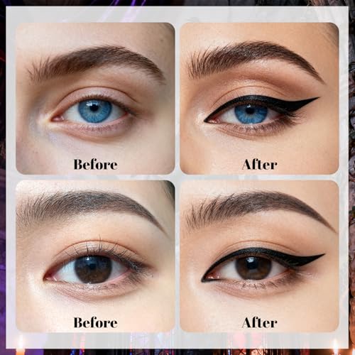 Halloween Makeup Kit for Goth Cosplay, Black Lip Liner Pencil, Matte Lipstick & Black Liquid Eyeliner Stamp, Long-Lasting Makeup Kit for Halloween Cosplay Goth SFX Looks