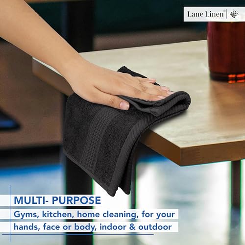 Black Hand Towels for Bathroom - 6 Pack (16"x28"), 100% Ringspun Cotton Hand & Face Towel - Soft, Prevent Fraying, Fade and Shrink Resistant - Daily Use Gym Towels for Men & Family Bathroom Hand Towel