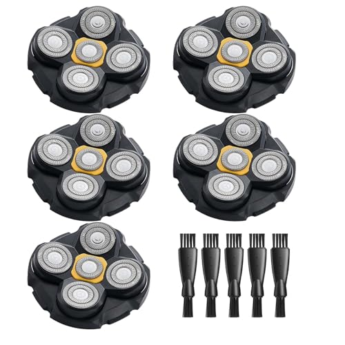 MTTTBHS Head Shaver Blades for Microtouch Titanium Head Shaver, 5PCS Microtouch Titanium Replacement Head, 5 Cleaning Brush