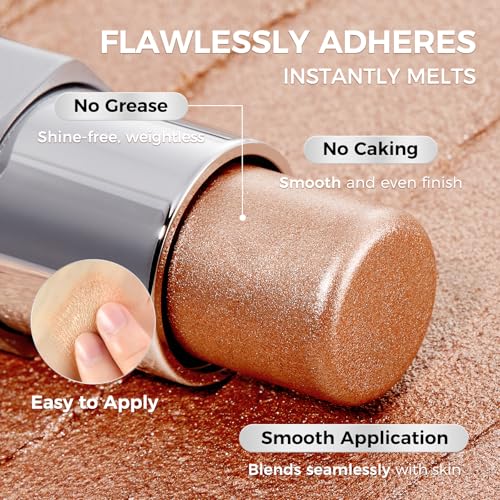 SACE LADY Highlighter Makeup Stick, Cream Glow Shimmer for a Radiant Finish, Easy to Blend & Long-Lasting Highlight Make Up for Face Eyes Lips (02 Sunset Glow, 1pc)
