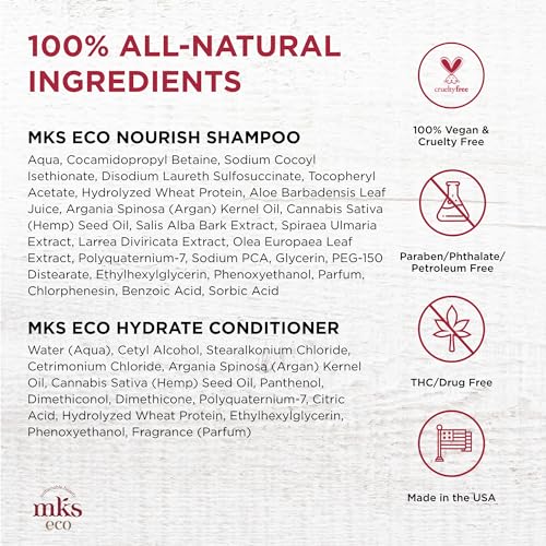 Earthly Body MKS eco Nourish Shampoo, Isle of You (25 fl oz) + MKS eco Hydrate Conditioner, Isle of You (25 fl oz) - Moroccan Argan Oil, Hemp Seed Oil - Vegan, Cruelty Free