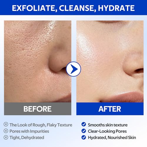 dewyhour Cleansing Face Pads, Gentle Exfoliation Toner Pads for Face with AHA & BHA ? Korean Skin Care Moisturizing Dual-Sided Textured Pad Sensitive Skin