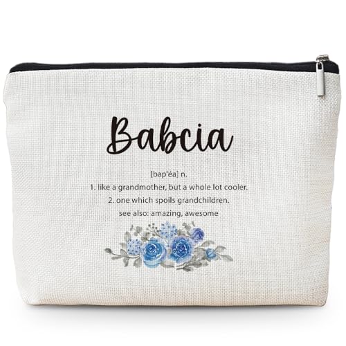 Babcia Gifts Makeup Bag, Best Babcia Gifts for Christmas from Grandkids Cosmetic Bag for Women, Grandma Gift from Granddaughter Grandson Toiletry Bags Zipper Makeup Pouch
