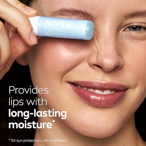 NIVEA Smoothness Lip Care, Sunscreen Lip Balm with SPF 15 Broad Spectrum, Shea Butter, Nourishing Oils and Vitamin C & E, 3-in-1 Moisture, Repair (for Dry Lips) and Sunscreen, 0.17 Oz Stick