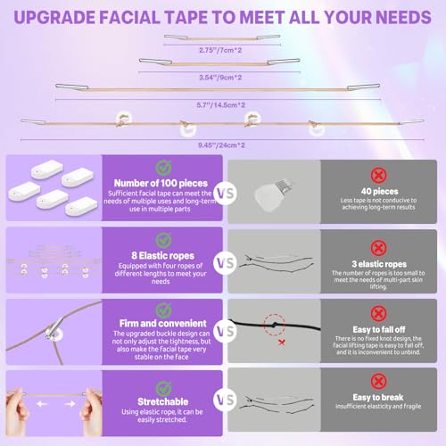 Neck Tape Lifting Invisible - 100PCS Face Tape Lifting Invisible with 8 Facelift Tape Double Chin Jowls Eyes Wrinkles Sagging Skin