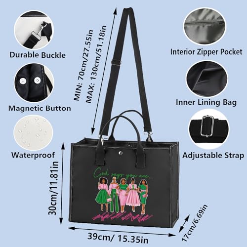 WZMPA Sorority Sisters Cosmetic Makeup Bag Pink and Green Gift God Says You Are Sorority Makeup Zipper Pouch Bag Greek Sorority Paraphernalia (God Says AK TB-BL)