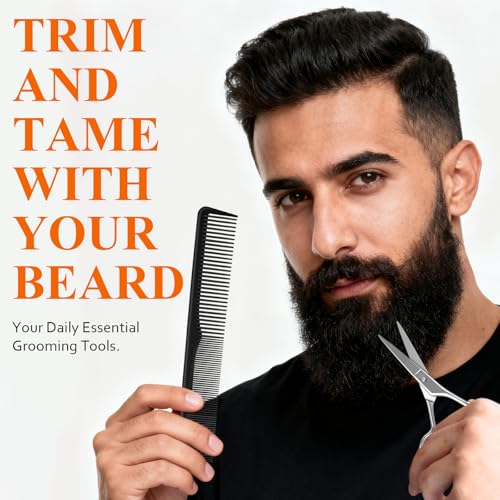DUAIU Beard Grooming Kit for Men Care, Beard Oil & Beard Balm, Boar Bristles Brush, Multi-Comb and Scissors for Beard and Moustache Trimming and Styling - Great for Dad/Husband/Boyfriend Use