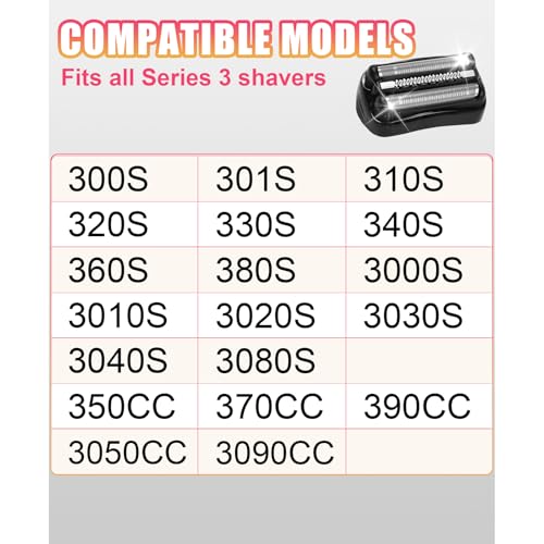 2 Pack Series 3 21B Replacement Head Compatible with Braun S3 21b 3010s, 3040s,5409,etc