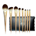 Delbar Gold Makeup Brushes by Lady of Eshgh | 8pc Full Face Makeup Brush Set with Travel Bag | Professional Make Up Brushes | Cruelty Free, Natural Hair-Like Bristles