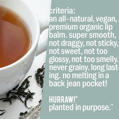 Hurraw! Earl Grey Lip Balm, 2 Pack: Organic, Certified Vegan, Cruelty and Gluten Free. Non-GMO, 100% Natural Ingredients. Bee, Shea, Soy and Palm Free. Made in USA