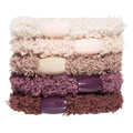 L. Erickson Brown and Purple Hair Ties for Women, Cozy Pony, 5 Pack, Stone, Extra Thick No-Crease Bands with Strong Hold and Damage-Free Design, Soft Fuzzy Ponytail Holders for All Hair Types