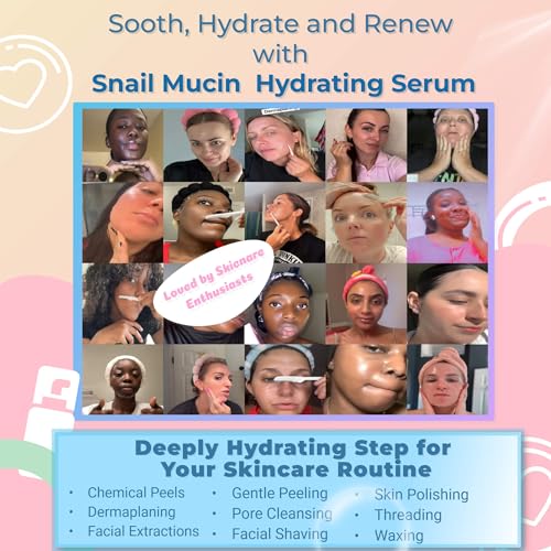 Snail Mucin Hydrating Serum for Post-Dermaplaning ? Korean Beauty Skincare to Soothe, Hydrate & Renew Skin After Face Razors & Dermaplaning Tools ? Ideal For Dermplane and Daily Routine