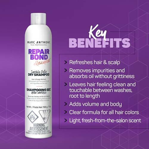 Marc Anthony Bonding Dry Shampoo - Invisible Detox for Damaged Hair, Repair Bond + Rescuplex for Moisturizing, Strengthening Hair Bonds & Fuller Look, 7 oz