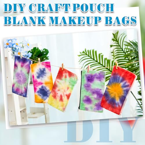Silkfly 30 Pcs White Cotton Makeup Bags for Tie Dying Kit Items Things to Tie Dye Blank Cotton Cosmetic Bags Multi Purpose for Large Groups Party DIY Project(10.2 x 5.5 Inch)