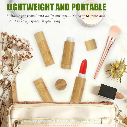 Starry 24Pcs Bamboo Lip Balm Containers, 5g Refillable Empty Lipstick Tubes with Clear PP Plastic Inner Cosmetic Samples Lip Gloss Chapstick Deodorant for Women Girls DIY