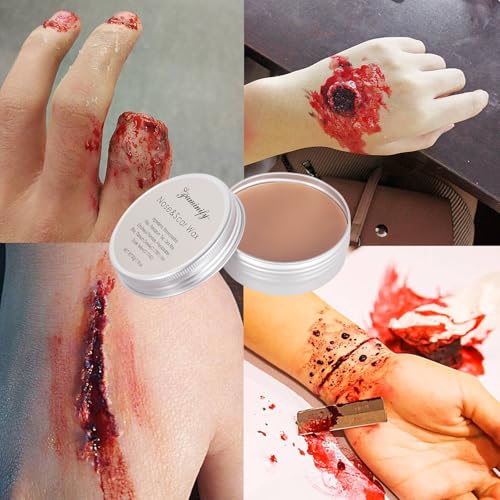 Green Witch Makeup Kit,Elphaba Costume Face Paint,Black Green Yellow Face Paint with Setting Powder,Halloween SFX Scar Wax Putty Wound Makeup,Frankenstein Gamora Hunting Hulk Body Paint