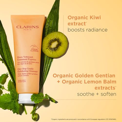 Clarins One-Step Gentle Exfoliating Cleanser | 3-In-1 Cleanser, Makeup Remover and Exfoliator | Boosts Radiance | Plant-Based Exfoliating Beads | All Skin Types