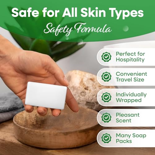 100 Pack Pleasant Scent 0.5 oz Bar Soap, Hotel Travel Size, Individually Wrapped, Bulk Amenities and Toiletries for Hospitality