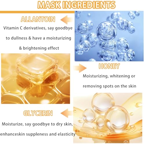 8 Pack Honey Sheets Face Mask Skincare Set,Moisturizing Facial Masks for Men & Women,Hydrating Long Lasting Soft Face Masks Skin Care for All Skin Types