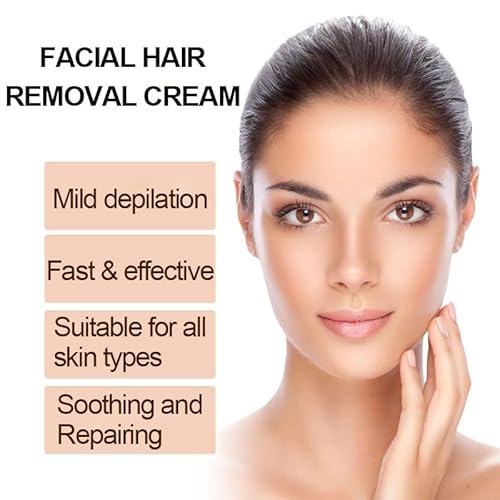 Facial Hair Removal Cream for Women, Coconut Facial Depilatory Cream for Sensitive Skin Hair Remover for Upper Lip and Chin for Face Cleansing & Soothing, Gentle and Non-irritating 1.76 Oz