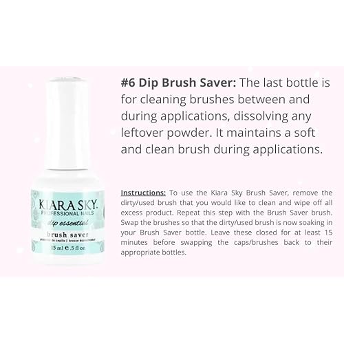 Kiara Sky Professional - Dip Manicure Nail Liquid Essentials - Long Lasting Nail Gels - Beauty Essentials Nail Design for Nail Art - Dip Liquids for Dip Manicure 0.5 fl oz, Essentials Kit Steps 1-6