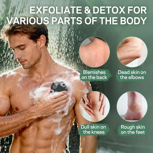Exfoliating Body Scrub Soap Bar, 2 Pack Eucalyptus & Charcoal Soaps, Dead Sea-Salt Exfoliating Soap for Men & Women, Detox Cleansing, Smooth & Soften Skin