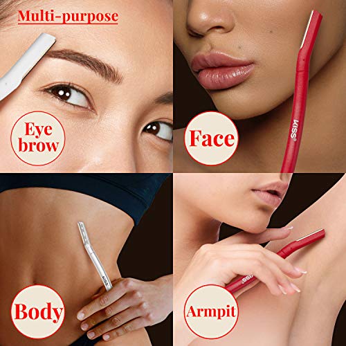 KISS NEW YORK Eyebrow Razor Trimmer Facial Hair Shaper Remover, Multipurpose Exfoliating Dermaplaning Dermaplane Shaving Tools for Men & Women 5 Count (Pack of 2)
