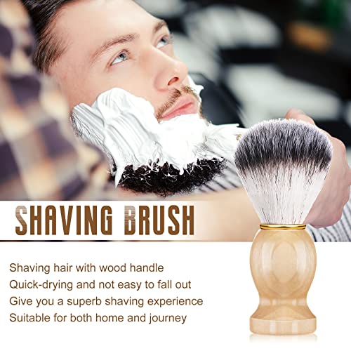 2 Pack Men Shaving Brush, Soap Synthetic Hair Tool & wet Shave Using Cream with Hard Wood Handle Synthetic Travel Paint Brush for Men Valentine Gifts Hair Salon Tool Home(Brown, Black,stylish)