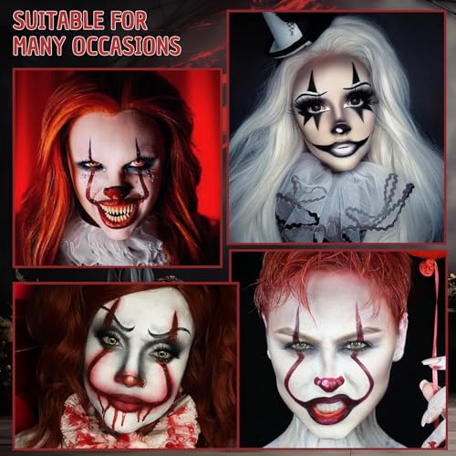 White Black Red Oil Face Body Paint Set,Halloween Joker Clown Makeup Kit with 3 Brushes, Professional Black White Red Face Body Painting Kit for Halloween Sfx Makeup, Theater, Cosplay, Costume