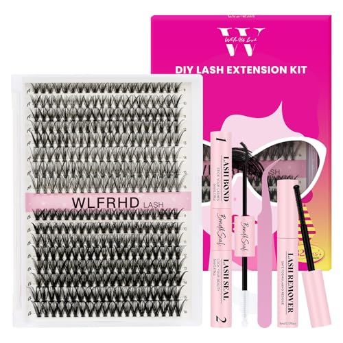 Lash Clusters Kit 320 Pcs DIY Individual Cluster Lashes D Curl Lash Extension Kit with Eyelash Bond and Seal, Remover, Tweezers Applicator for False Eyelashes Extensions at Home(30D 40D-9-16mix Kit07)
