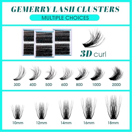 GEMERRY Lash Clusters Fluffy Eyelash Clusters Extensions 3D Effect Cluster Lashes 10-18mm Multilayered Eyelash Clusters Reusable Wispy Individual Lashes(3D-100P-10-18mm)