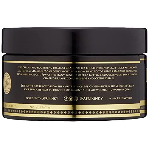 AFRIKINKY Shea Butter -Unrefined Pure Raw Grade A Ivory Authentic 8oz ? Skin Nourishing, Moisturizing