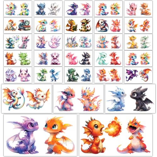 Temporary Tattoos - 30 Sheets Tattoos (Dragons)