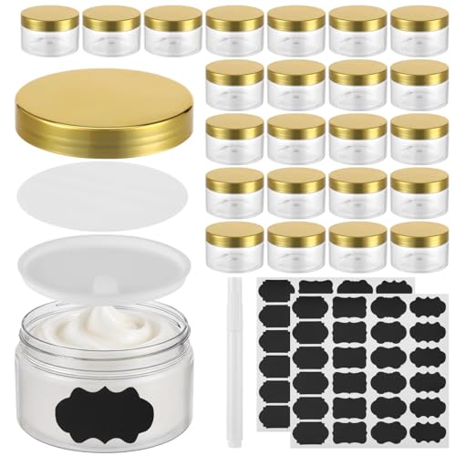 30 PCS 8 oz Plastic Lotion Containers with Lids, Refillable Clear Cosmetic Jar with Leakproof Gasket & Inner Pull Tab, Empty Round Sample Container for Cream Lotion Body Butter Makeup Travel Storage