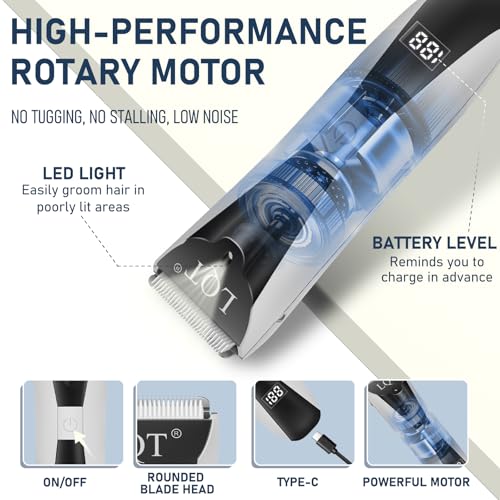 Pubic Hair Trimmer for Men with LED Display, Waterproof Body Groomer & Bikini Shaver, Type-C Rechargeable with LED Light, Ideal Christmas & New Year Gift for Men